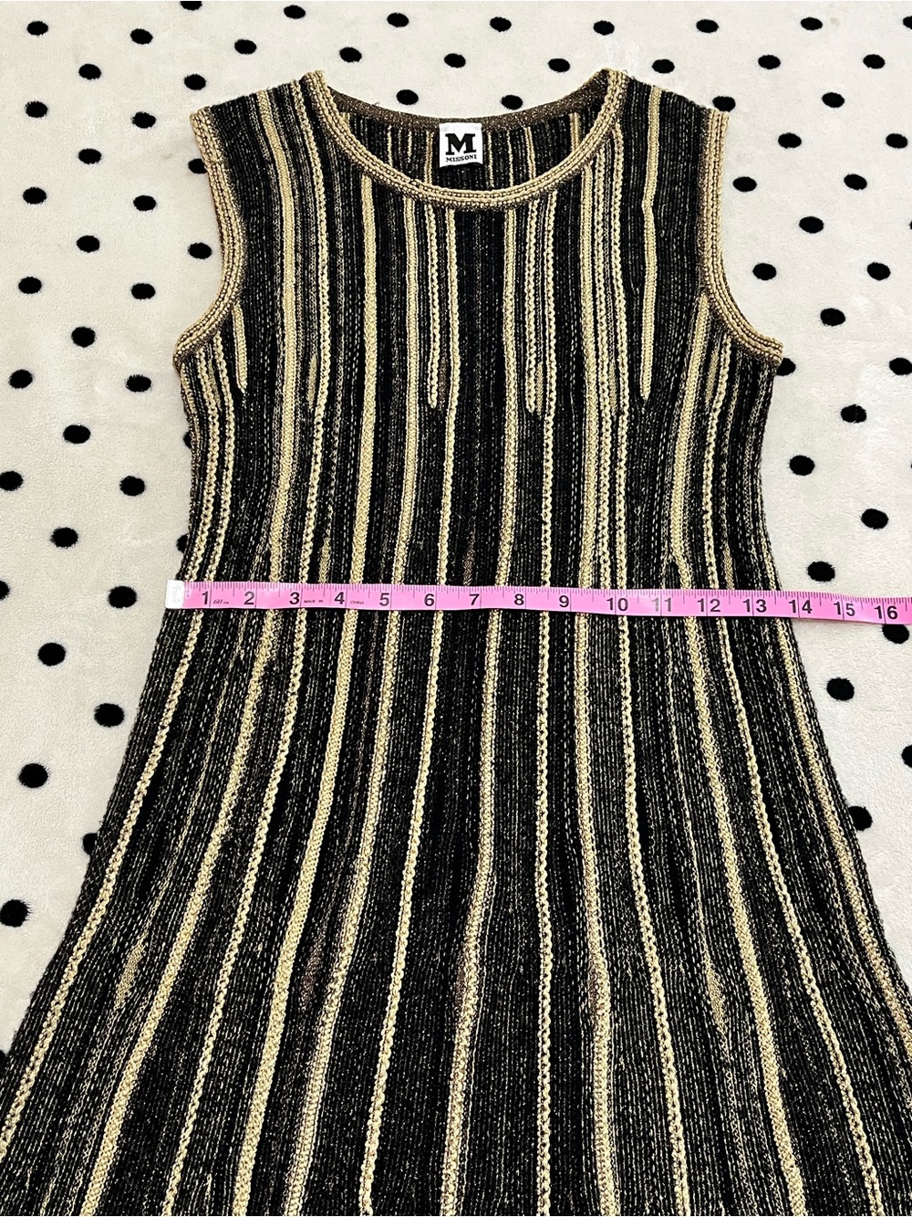 M Missoni Black & Gold Metallic Striped Knit Dress Size 40 - Picture 7 of 15